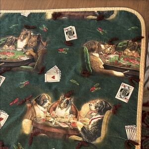 Green Poker Dogs Blanket/Throw